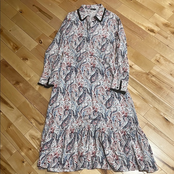 SPLASH Printed A-line Midi Dress with Long Sleeves - Picture 3 of 5